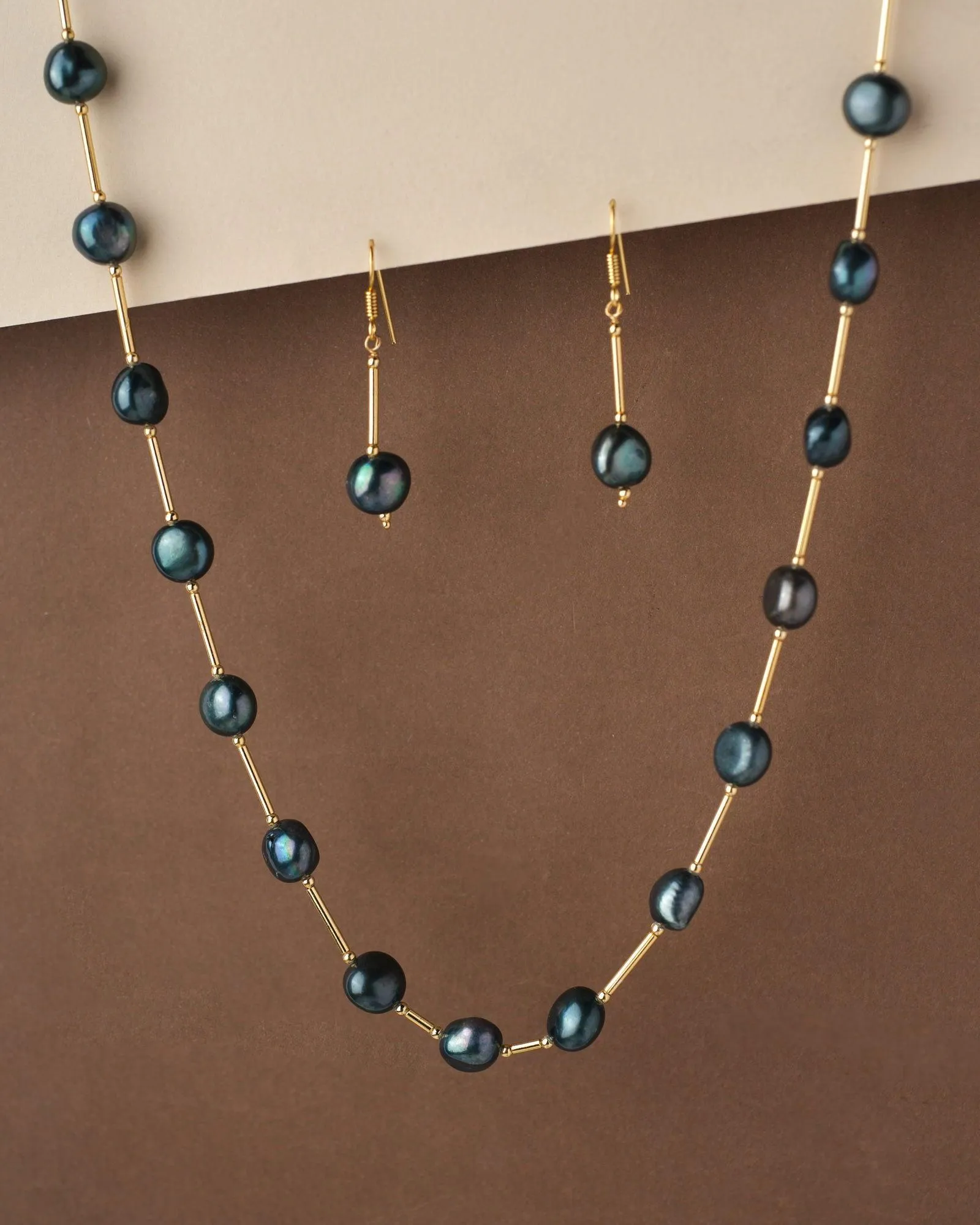 Fancy Black Pearl Necklace Set