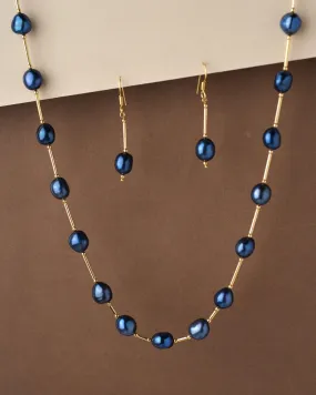 Fancy Dark Blue Pearl Necklace Set