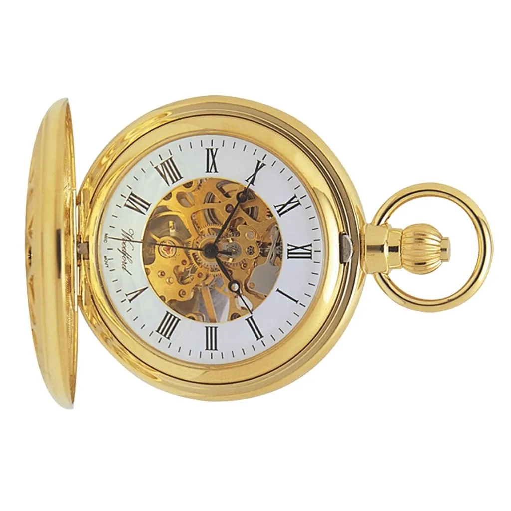 Filagree Skeleton Gold Plated Pocket Watch GP1029