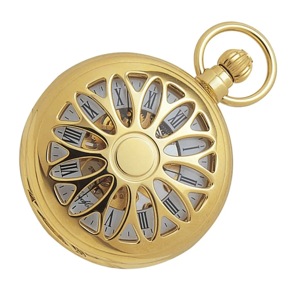 Filagree Skeleton Gold Plated Pocket Watch GP1029