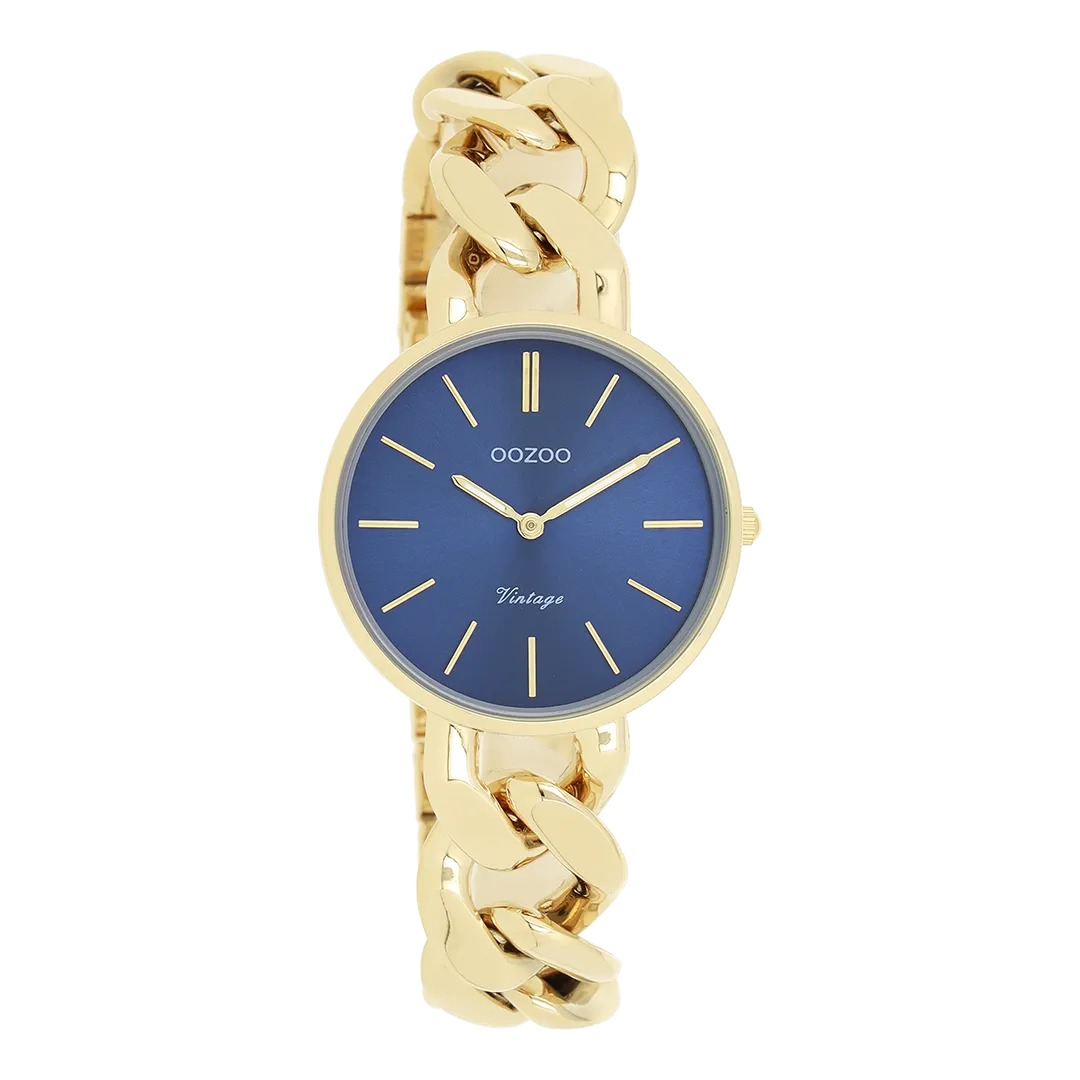 Gold coloured OOZOO watch with gold coloured chunky chain bracelet - C20359