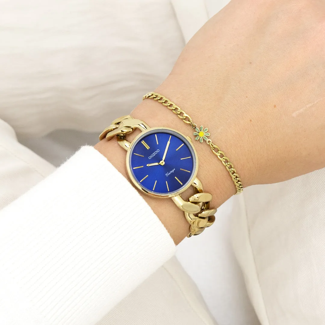 Gold coloured OOZOO watch with gold coloured chunky chain bracelet - C20359