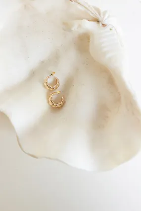 Gold Crescent Shaped Hoop Earrings