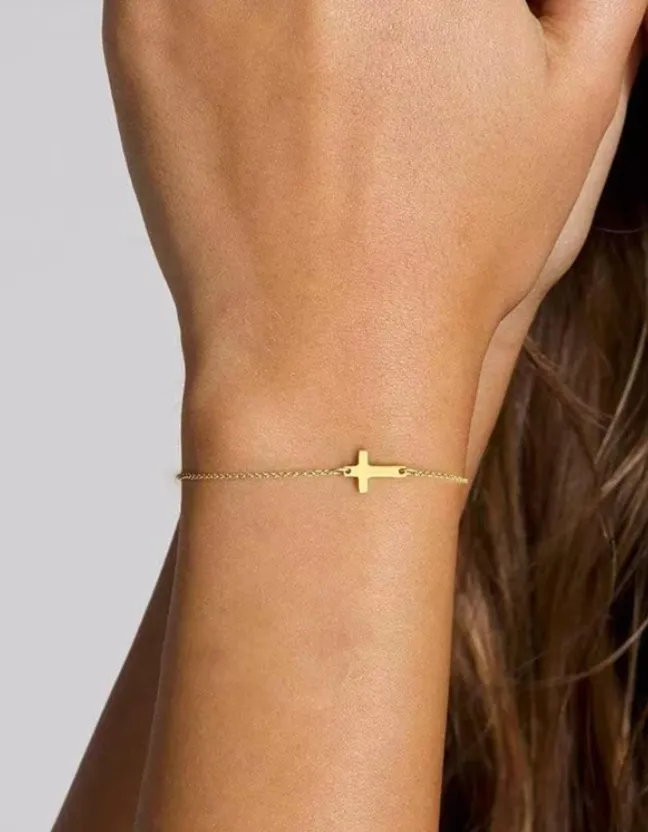 Gold Cross Chain Bracelet