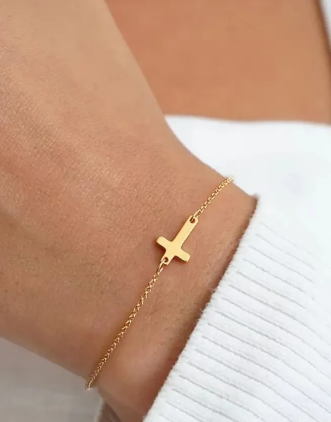 Gold Cross Chain Bracelet