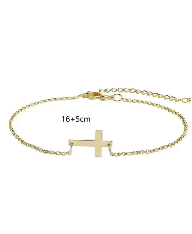 Gold Cross Chain Bracelet