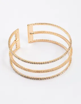 Gold Textured Triple Row Bangle