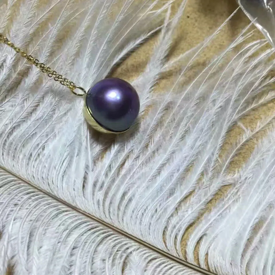 Golden Globe Purple Edison Pearl Necklace