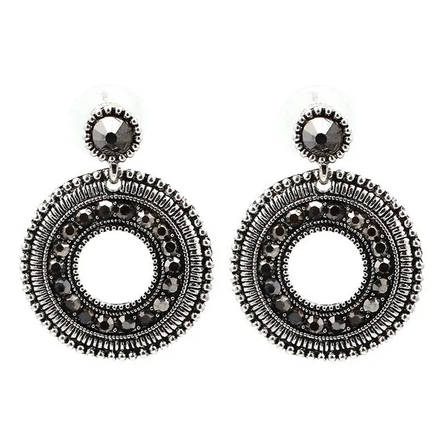 Good quality New arrive 2017 Trend fashion women earrings crystal vintage big round statement Earrings for women jewelry