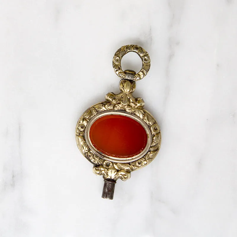 Gorgeous Georgian Pinchbeck & Carnelian Watch Key