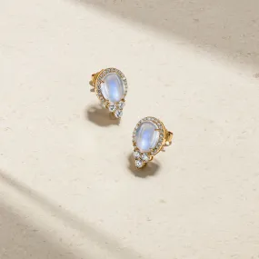 Grapevine Moonstone and Diamond Stud Earrings