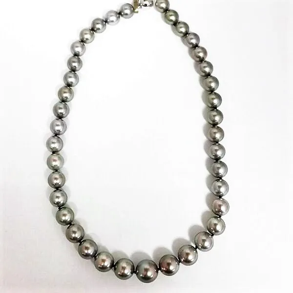 Gray Pearl Strand Necklace, 10MM-13MM