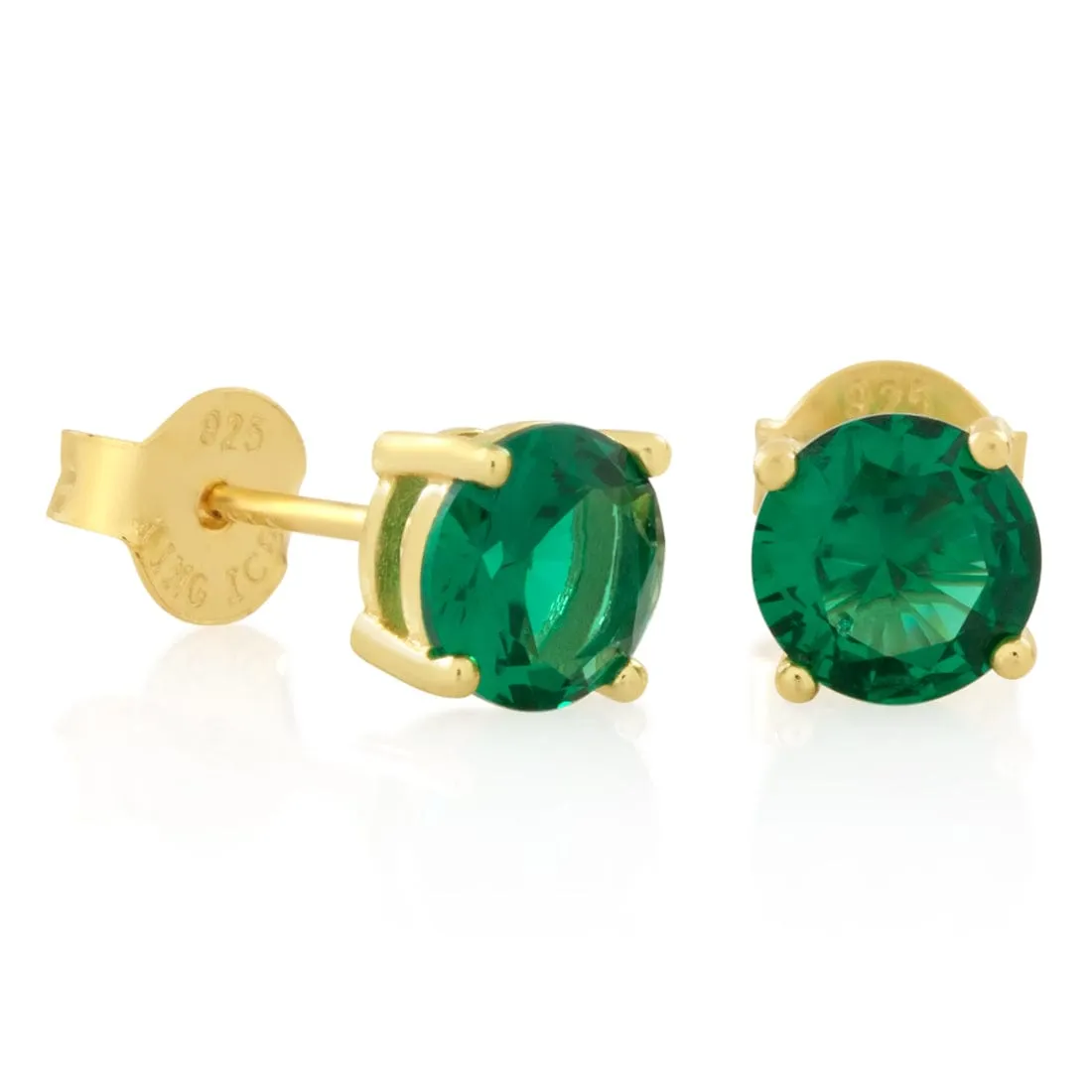 Green Brilliant-Cut Stud Earrings