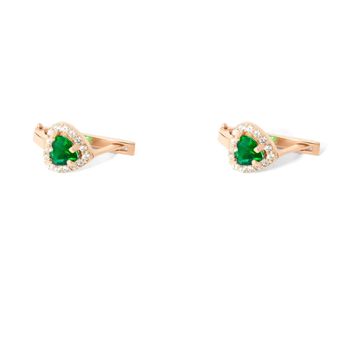 Green contrariwise Heart Earrings