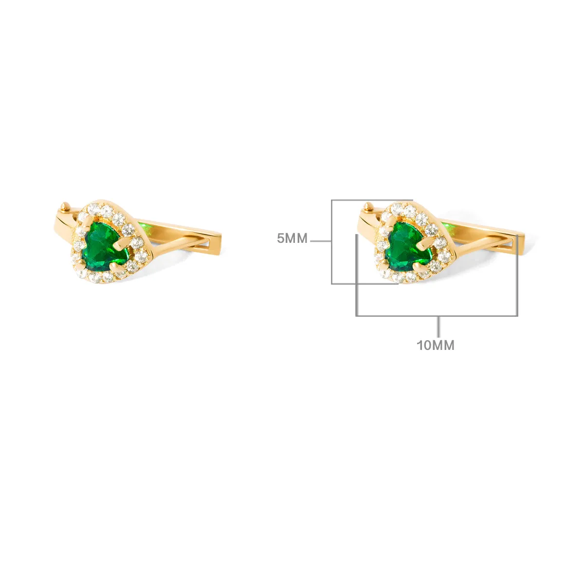 Green contrariwise Heart Earrings