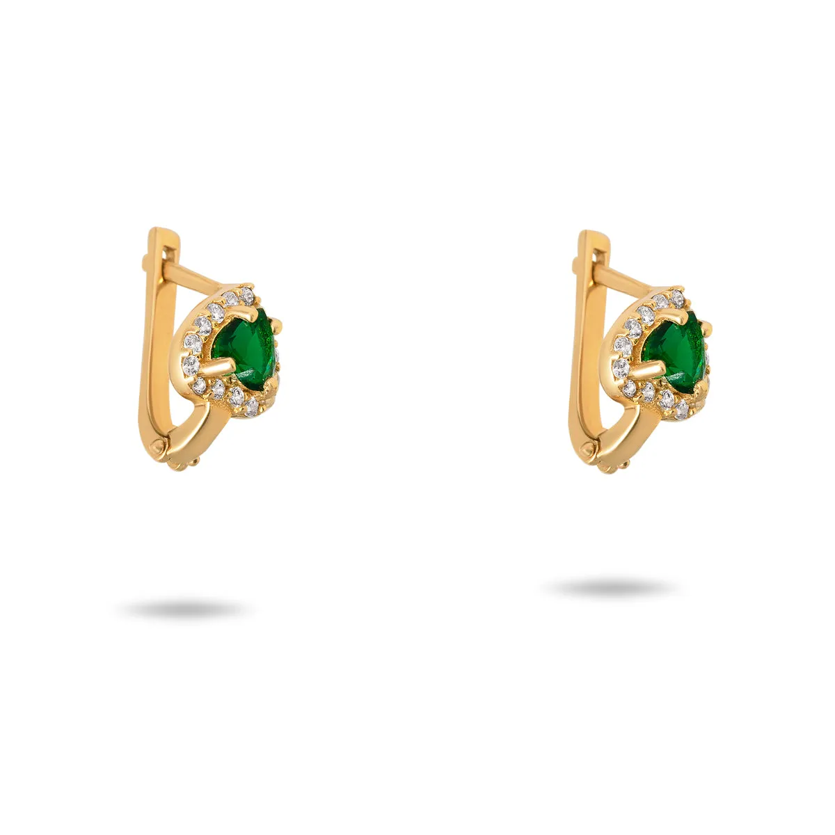 Green contrariwise Heart Earrings