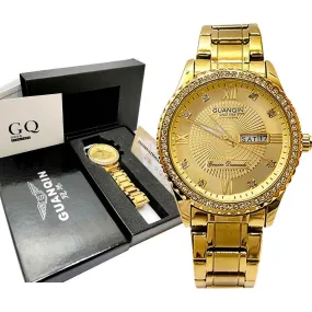 GUANQIN GOLD Luxury Branded Stainless-Steel Watch for Men