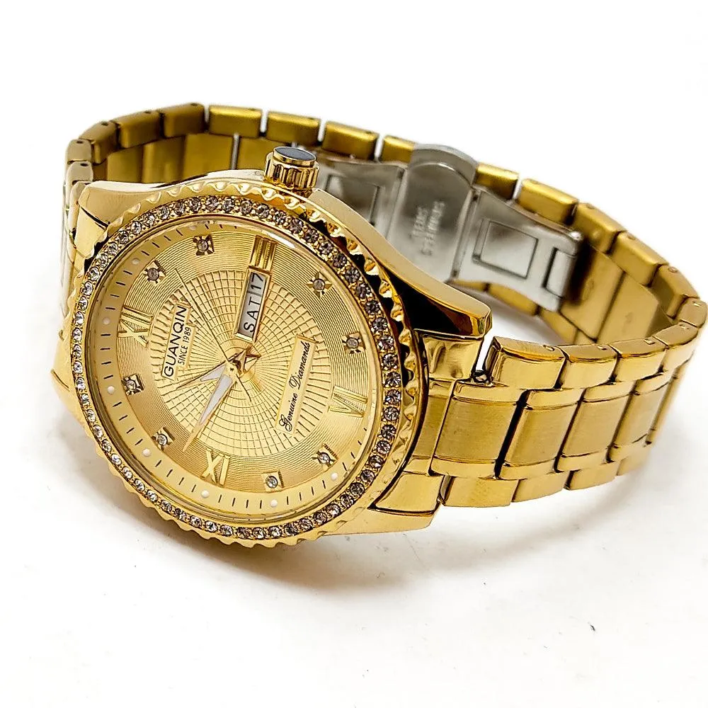 GUANQIN GOLD Luxury Branded Stainless-Steel Watch for Men