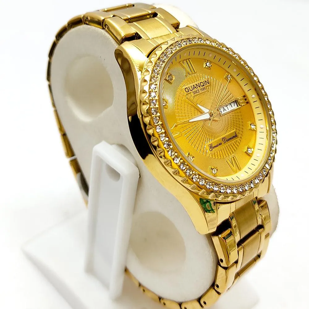 GUANQIN GOLD Luxury Branded Stainless-Steel Watch for Men