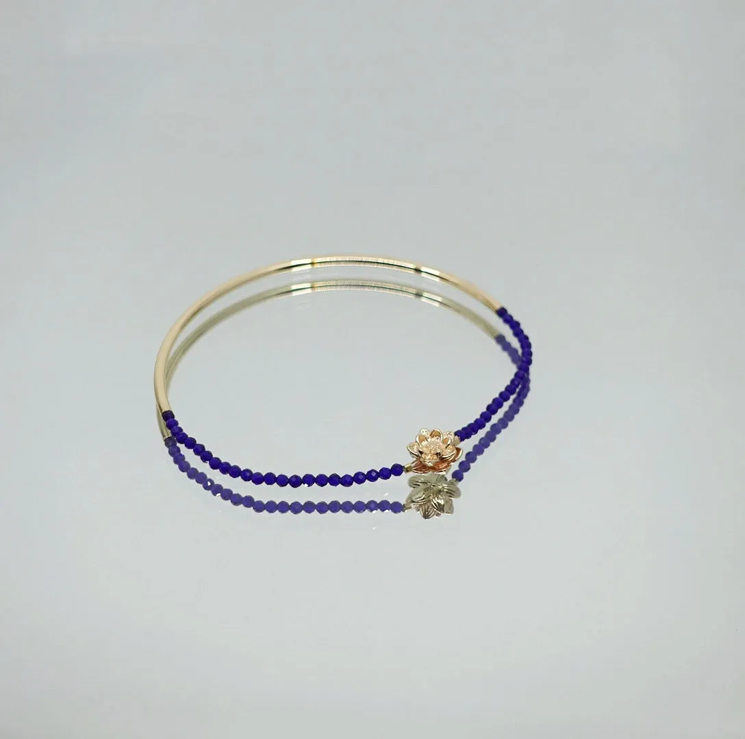 Half Bangle Lotus Lapis Spinel Bracelet