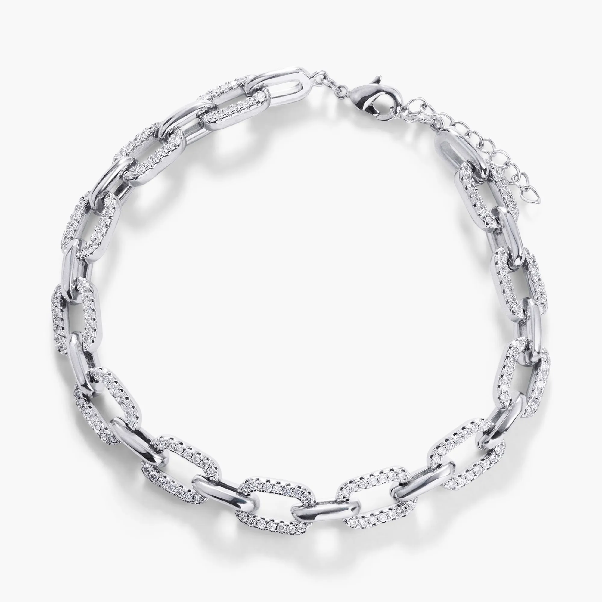 Half Pavé Chain Link Bracelet