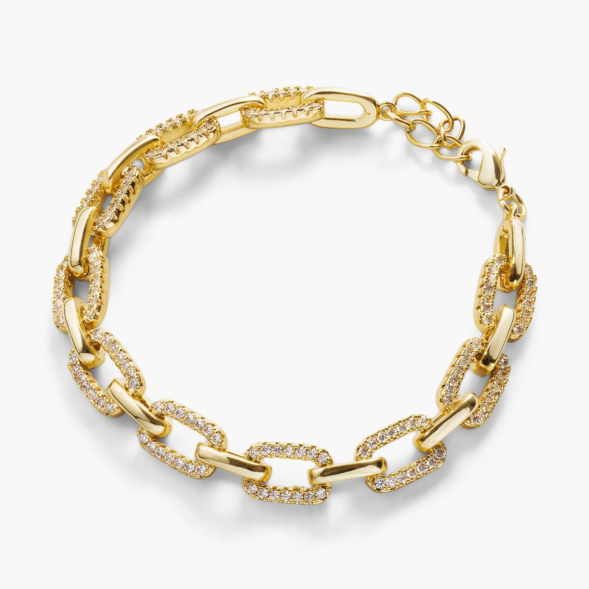 Half Pavé Chain Link Bracelet