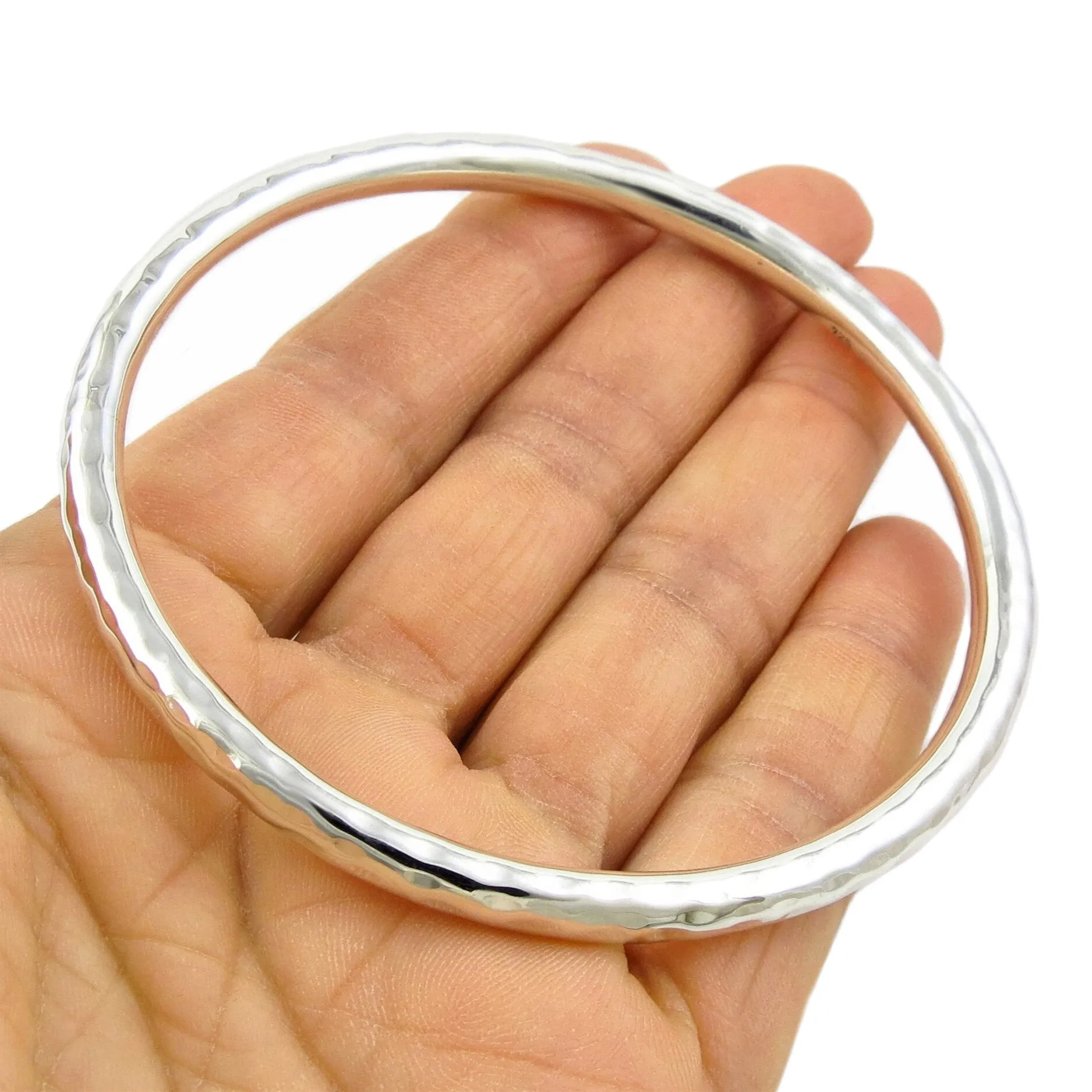 Hammered Sterling Silver Circle Bangle