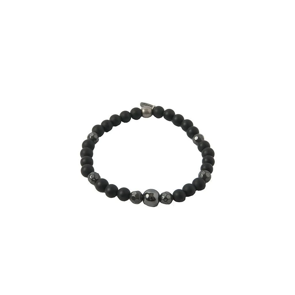 Iron Ire Bracelet in Onyx and Antique Silver