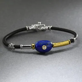 Italian Leather Bracelet With Lapis Lazuli