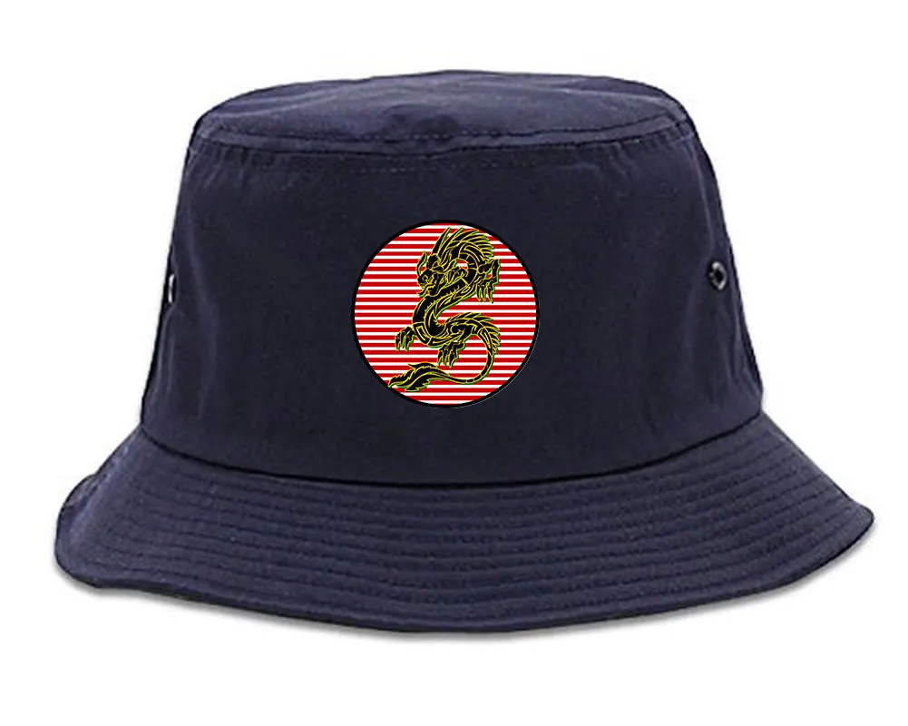 Japanese Dragon Red Sun Mens Bucket Hat