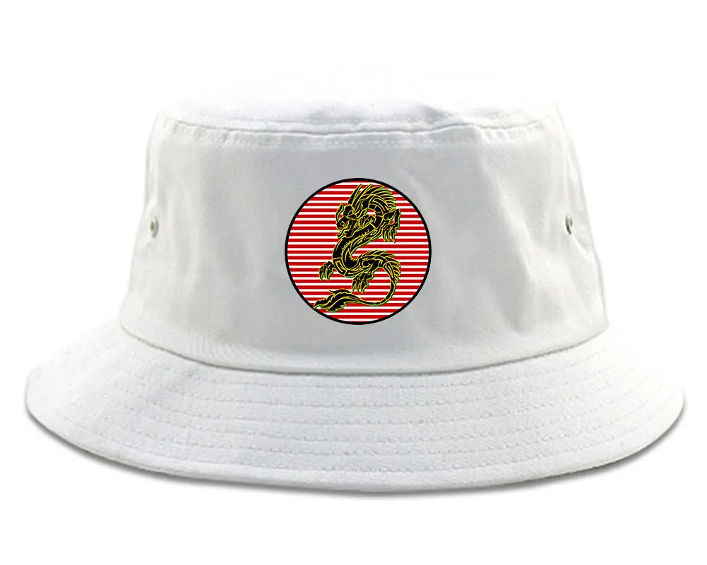 Japanese Dragon Red Sun Mens Bucket Hat