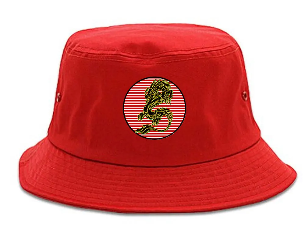 Japanese Dragon Red Sun Mens Bucket Hat