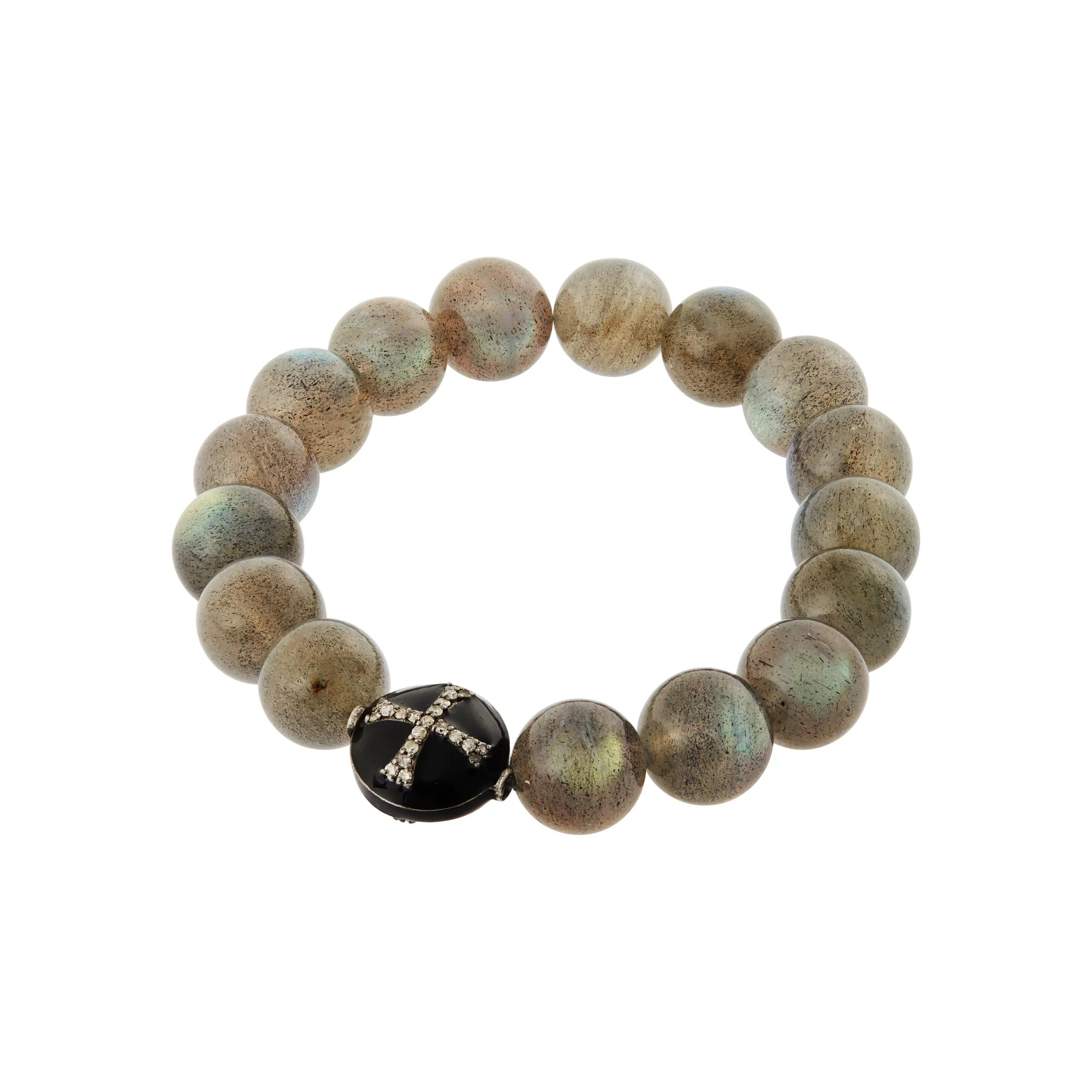 Labradorite & Black Enamel Beaded Bracelet