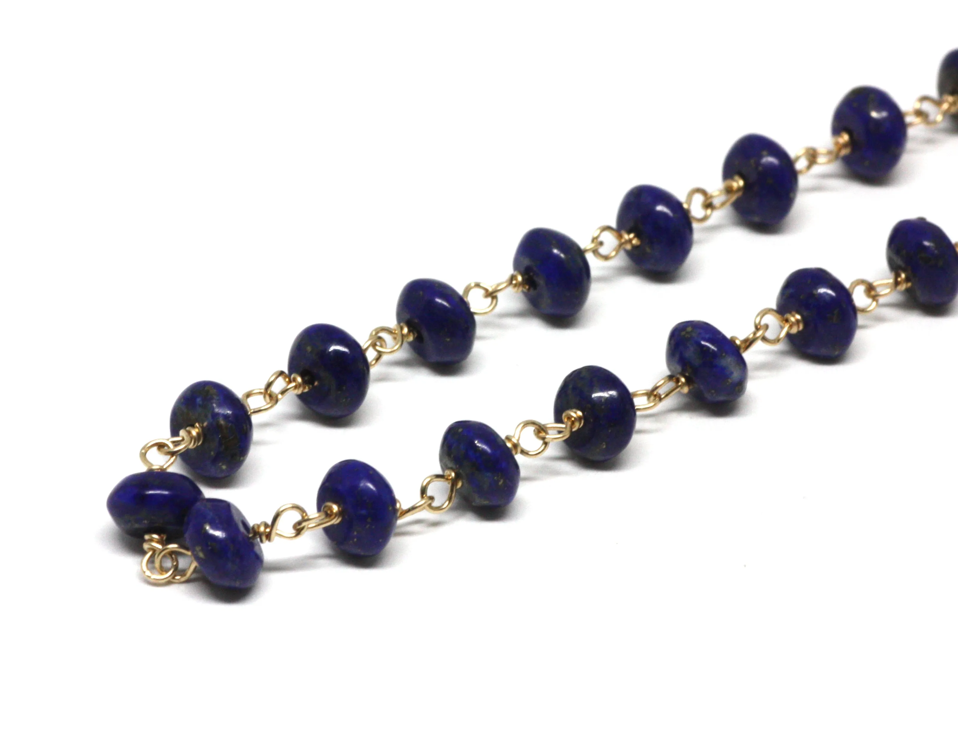 Lapis Lazuli Bracelet in Wire Wrapped Gold