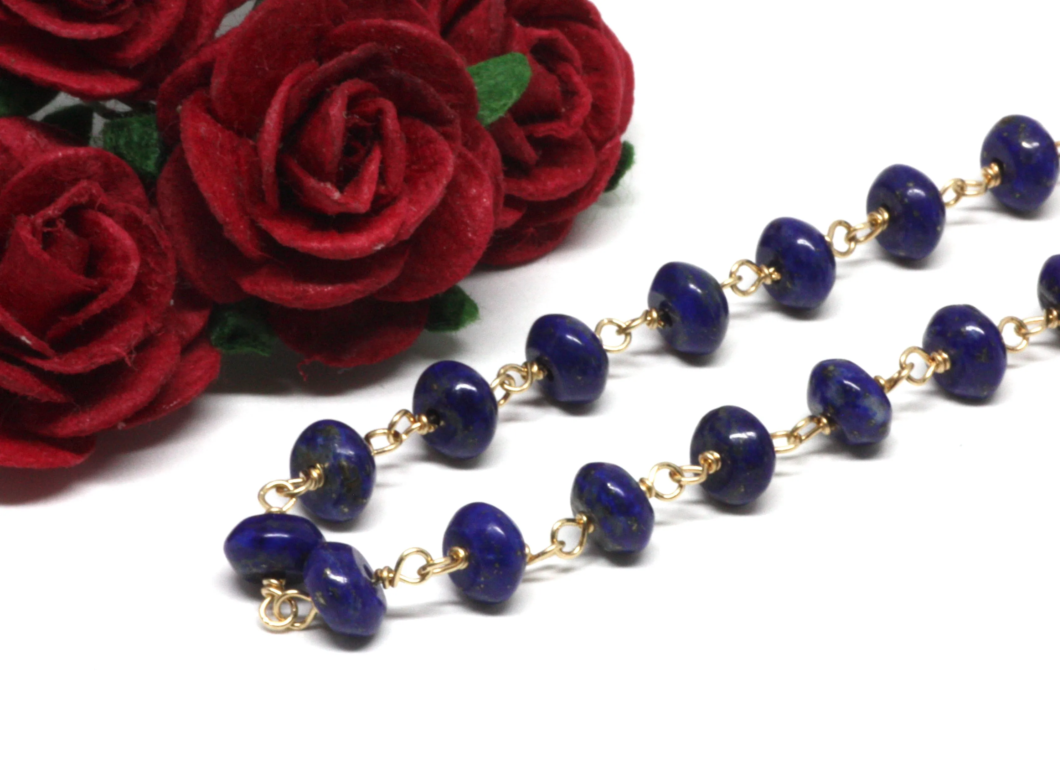 Lapis Lazuli Bracelet in Wire Wrapped Gold