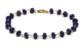 Lapis Lazuli Bracelet in Wire Wrapped Gold