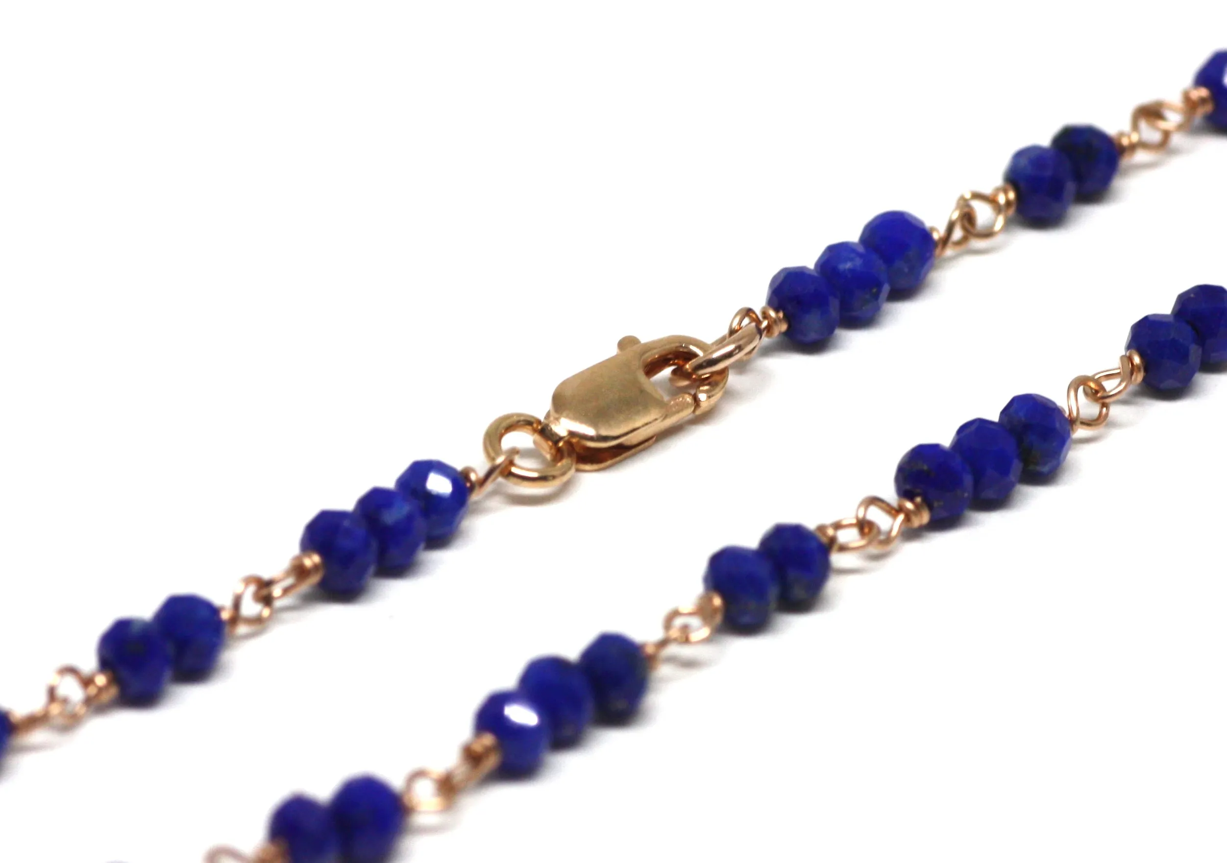 Lapis Lazuli Bracelet in Wire Wrapped Rose Gold