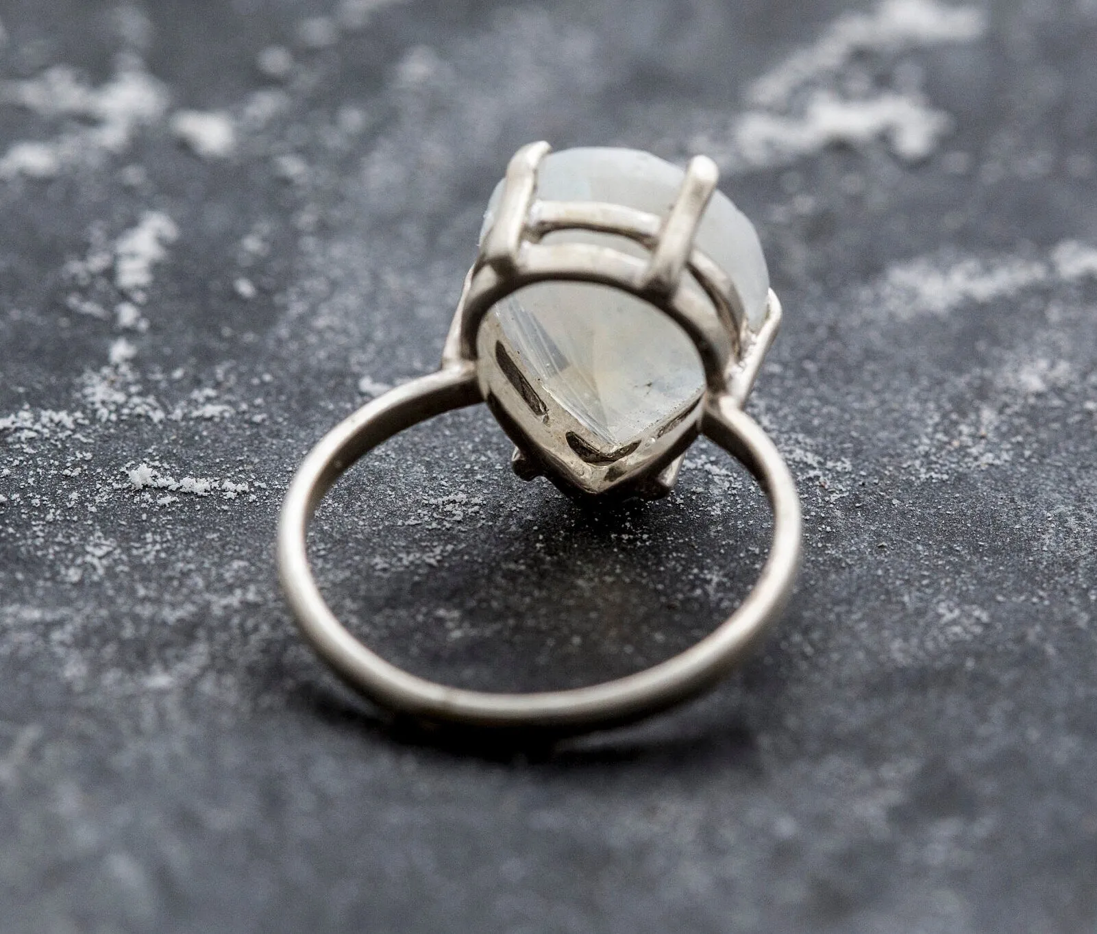 Large Moonstone Ring - White Teardrop Ring - Vintage Statement Ring