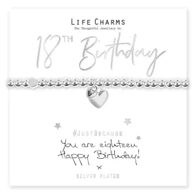 Life Charms You are 18 Puffed Heart Bracelet