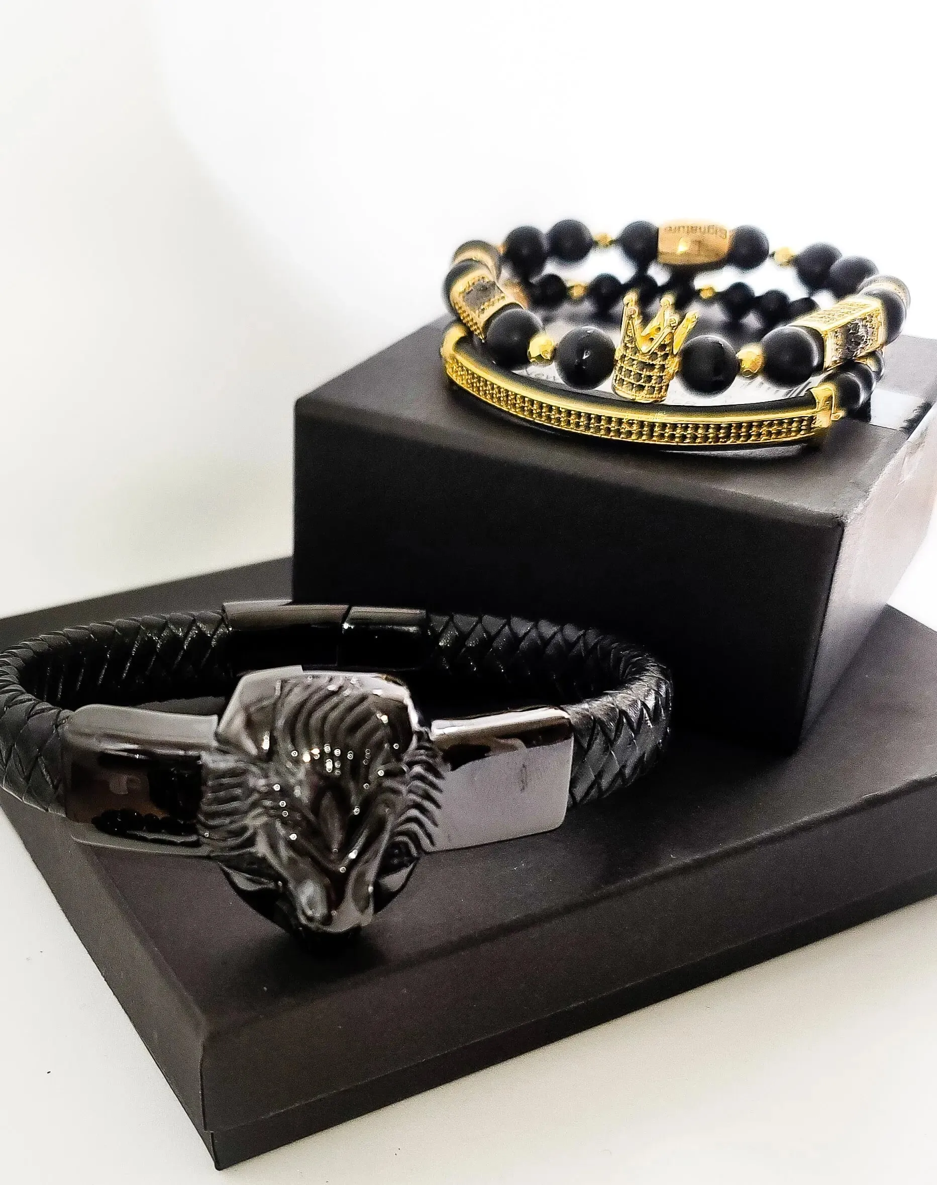 Lion's Gate Gold and Black Bracelet set