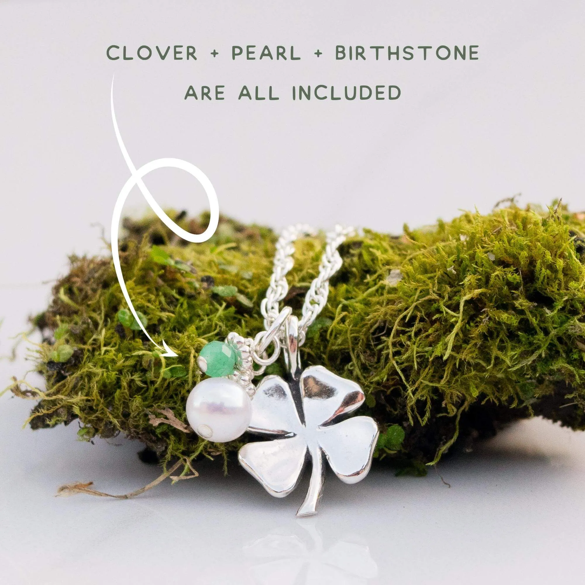 Lucky Clover   Sparkly Birthday Gem Necklace