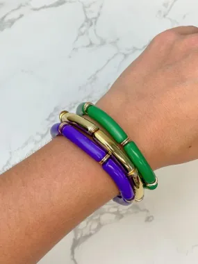 Mardi Gras Resin Bangle Bracelet Set