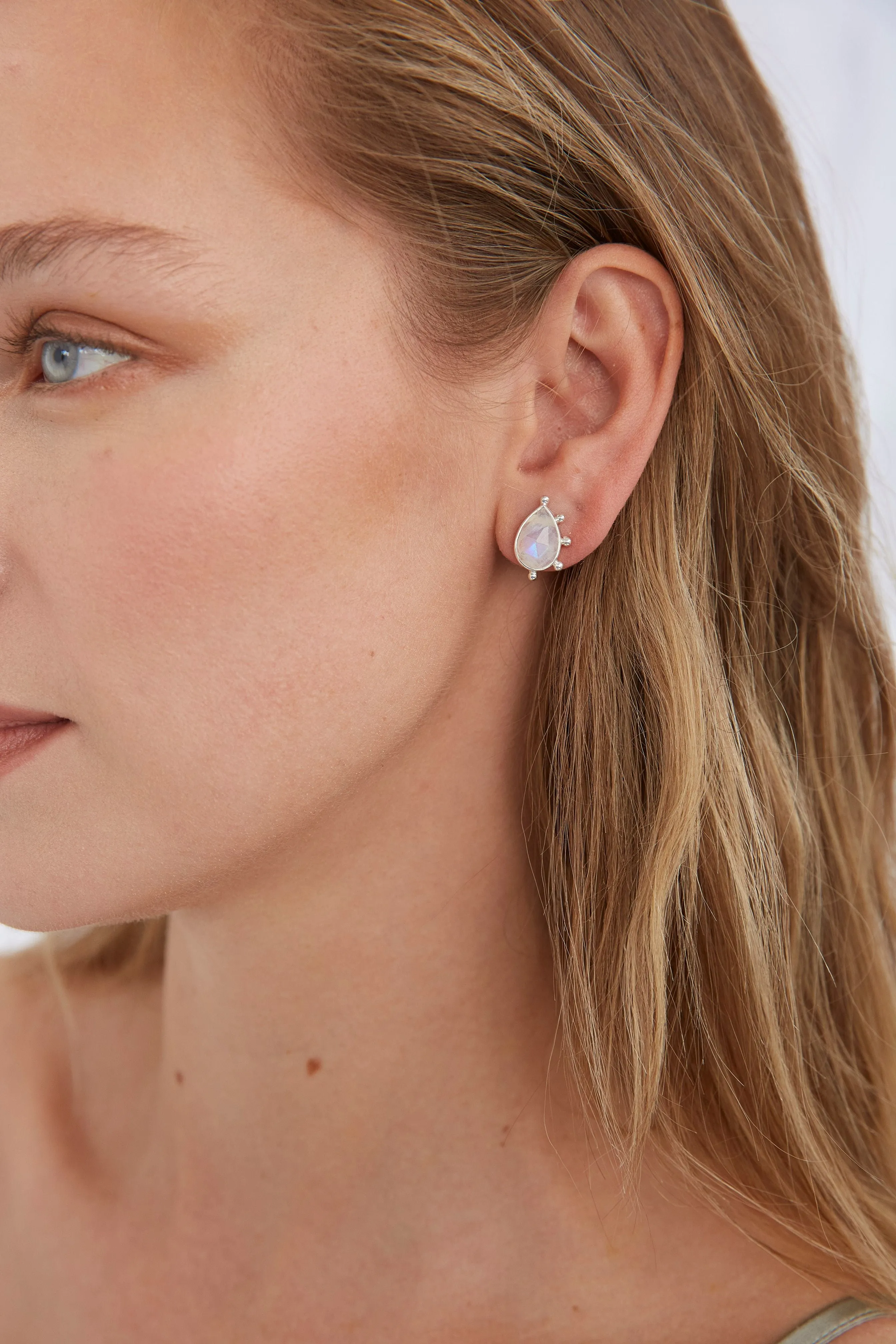 Margot Moonstone Silver Studs