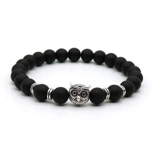 Matte Lava Stone Owl Bracelet