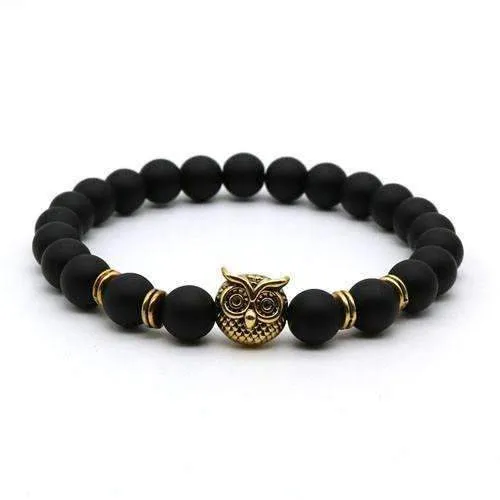 Matte Lava Stone Owl Bracelet