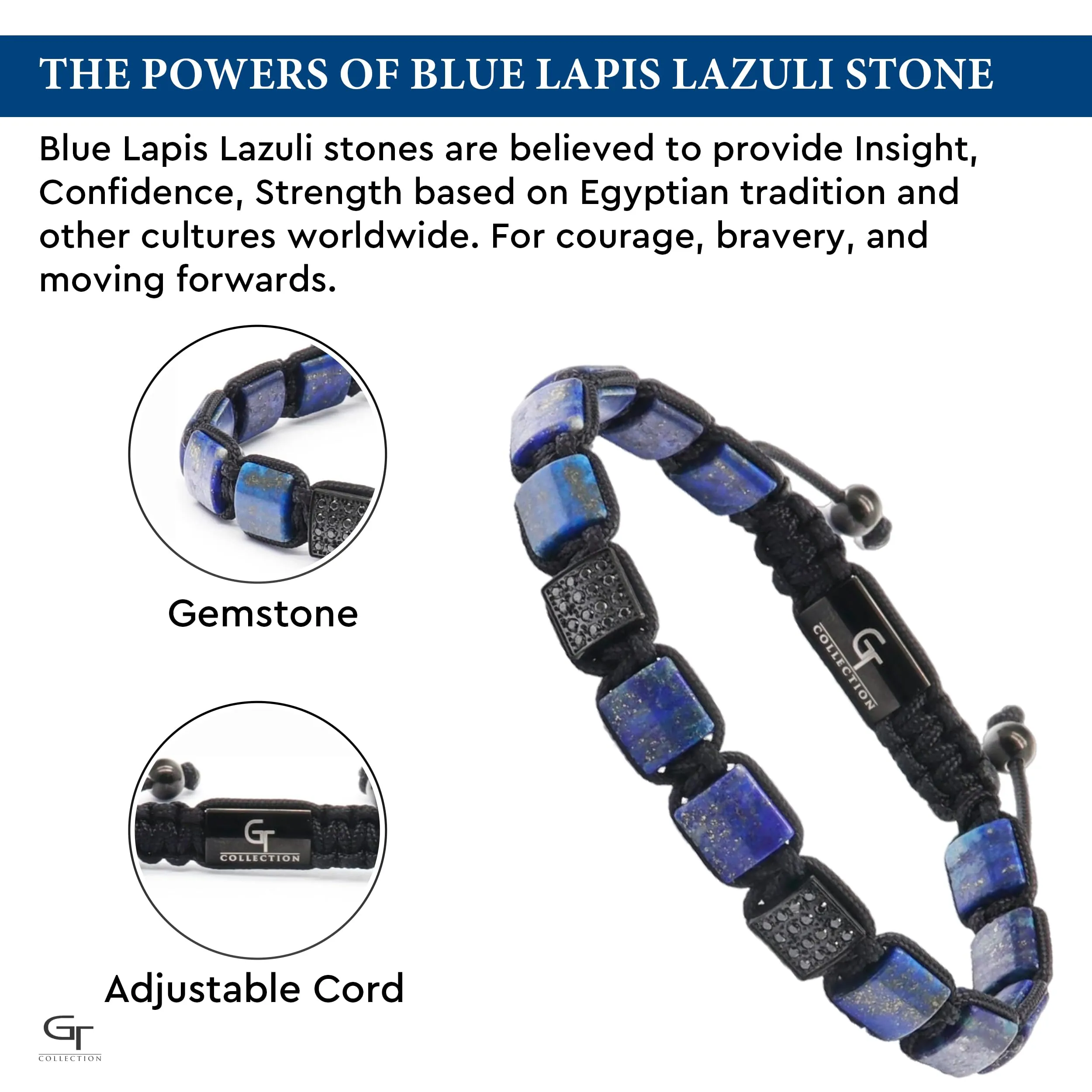 Men's LAPIS LAZULI Flat bead Bracelet