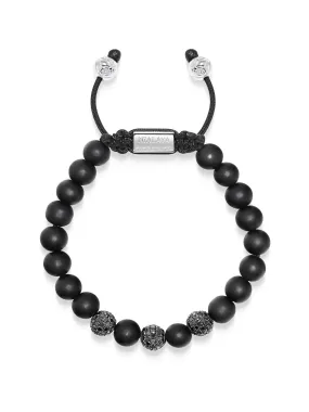 Men's Trio Black Diamond Beaded Bracelet with Matte Onyx