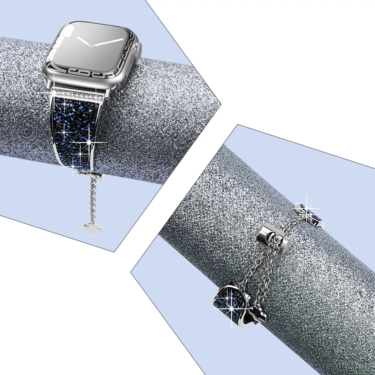 Metal Band with Dazzling Crystal for Apple Watch 38/40/41mm & 42/44/45mm