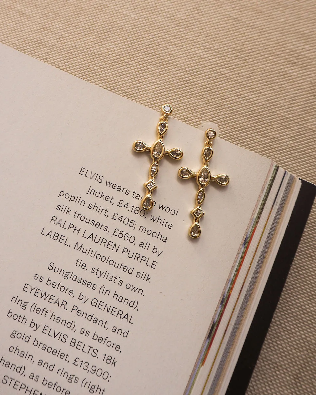 Mini Bezel Stone Cross Studs- Silver