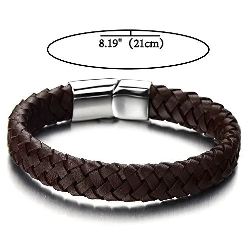 Minimalist Brown Braided Leather Bracelet for Men Women Genuine Leather Bangle Wristband